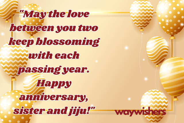Wedding Anniversary Wishes for Sister and Jiju